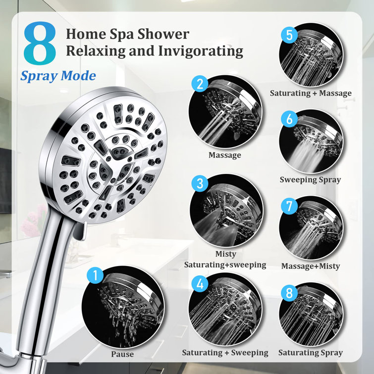 LUXESIT Massage/Jet Handheld Shower Head 1.75 GPM GPM Wayfair